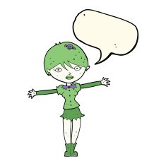 cartoon vampire girl with speech bubble N172