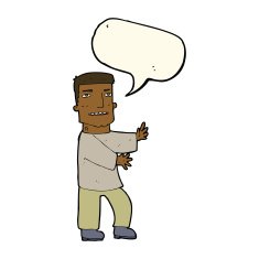 cartoon man gesturing with speech bubble N21