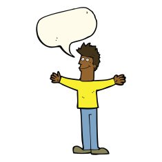 cartoon happy man with speech bubble N351