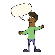 cartoon surprised man with speech bubble N99