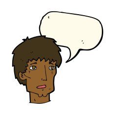 cartoon worried man with speech bubble N78