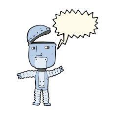 cartoon robot with speech bubble N131