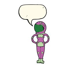 cartoon female astronaut with speech bubble N22