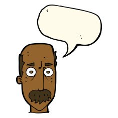 cartoon man with mustache speech bubble N67
