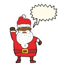 cartoon angry santa claus with speech bubble N14