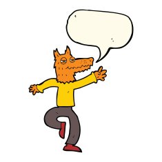 cartoon happy fox man with speech bubble N17