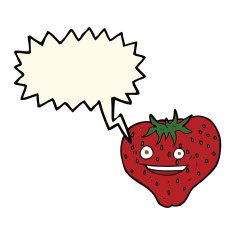 cartoon strawberry with speech bubble N22