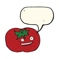 cartoon tomato with speech bubble N32