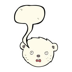 cartoon polar bear face with speech bubble N20