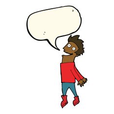 cartoon drenched man flying with speech bubble N7