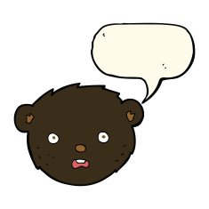 cartoon black bear face with speech bubble N24