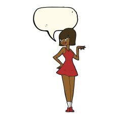 cartoon pretty woman with speech bubble N200