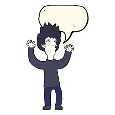 cartoon vampire with speech bubble N98