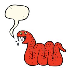 cartoon snake with speech bubble N50