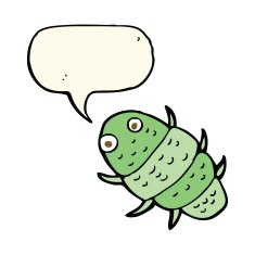 cartoon bug with speech bubble N26