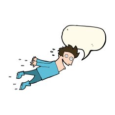 cartoon drenched man flying with speech bubble N8