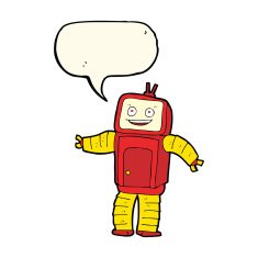 cartoon funny robot with speech bubble N62
