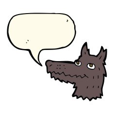 cartoon wolf head with speech bubble N17