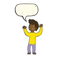 cartoon happy man with speech bubble N353