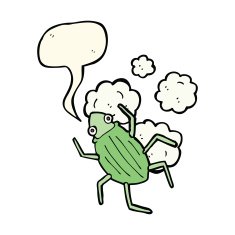 cartoon bug with speech bubble N28
