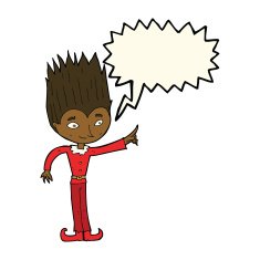cartoon magic christmas elf with speech bubble N8