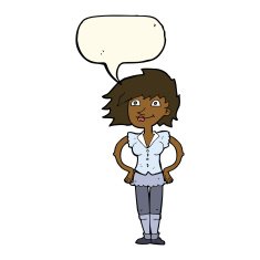 cartoon woman with hands on hips speech bubble N169