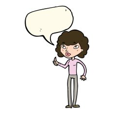 cartoon woman giving thumbs up symbol with speech bubble N50