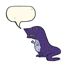 cartoon dinosaur with speech bubble N29