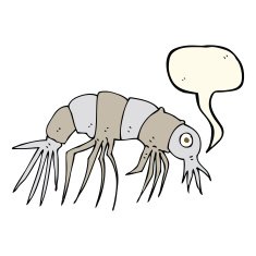 cartoon shrimp with speech bubble N24