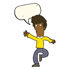 cartoon rushing man with speech bubble N8