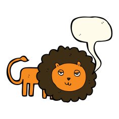 cartoon lion with speech bubble N10