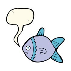 cartoon fish with speech bubble N65