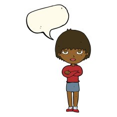 cartoon woman with crossed arms speech bubble N37