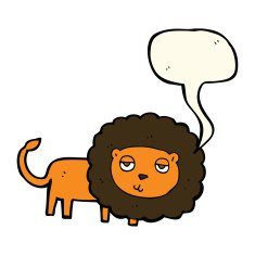 cartoon lion with speech bubble N11