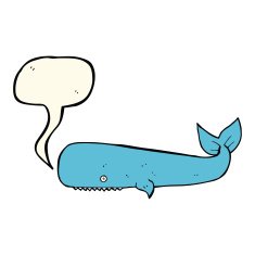cartoon whale with speech bubble N28