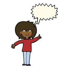 cartoon woman asking question with speech bubble N21