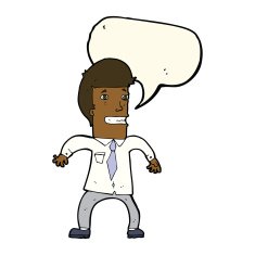cartoon nervous businessman with speech bubble N8