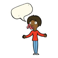 cartoon woman telling lies with speech bubble N7