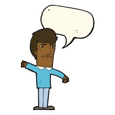 cartoon angry man with speech bubble N68