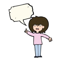 cartoon woman asking question with speech bubble N22