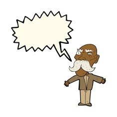 cartoon angry old man with speech bubble N107