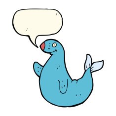 cartoon seal with speech bubble N15