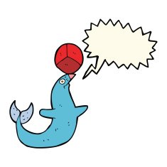 cartoon performing seal with speech bubble N8
