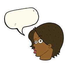 cartoon female face with speech bubble N111