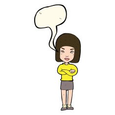 cartoon woman with crossed arms speech bubble N40