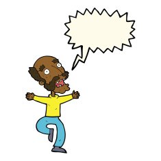 cartoon old man having a fright with speech bubble N7