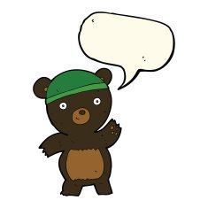 cute cartoon black bear with speech bubble N53