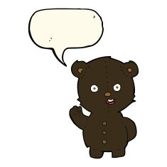 cute cartoon black bear with speech bubble N54