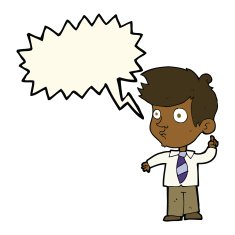 cartoon boy asking question with speech bubble N14