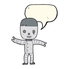 cartoon robot with speech bubble N133